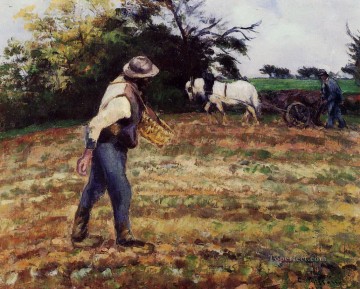 Camille Pissarro Painting - the sower montfoucault 1875 Camille Pissarro